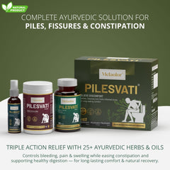 Pilesvati - Complete Ayurvedic Treatment for Piles, Fissures & Constipation - Combo Pack (Tablets, Powder & Spray)