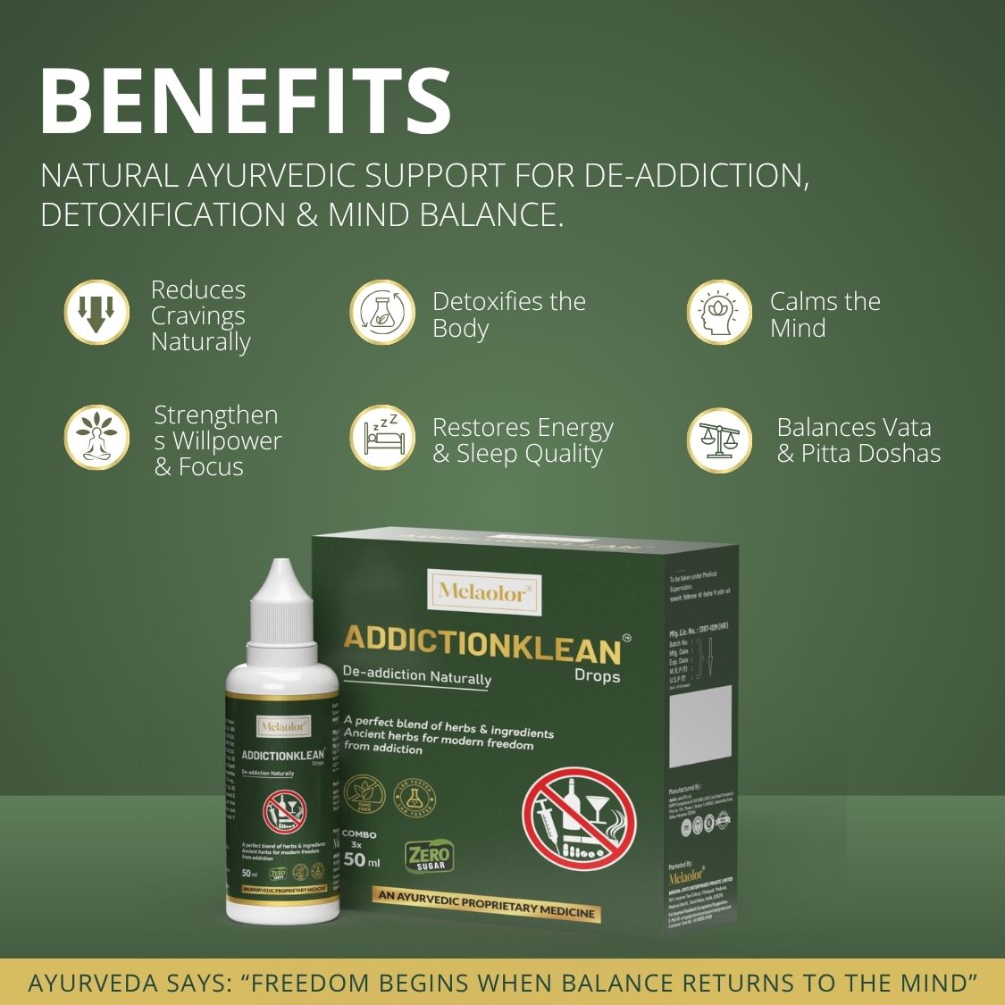 AddictionKlean Drops - Ayurvedic Support for De-Addiction Recovery & Mental Calmness (50ml)