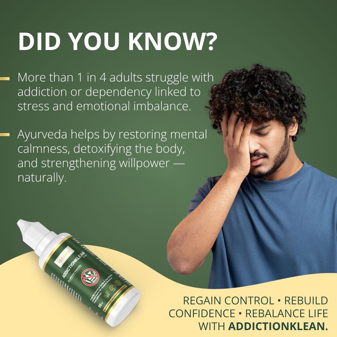 AddictionKlean Drops - Ayurvedic Support for De-Addiction Recovery & Mental Calmness (50ml)