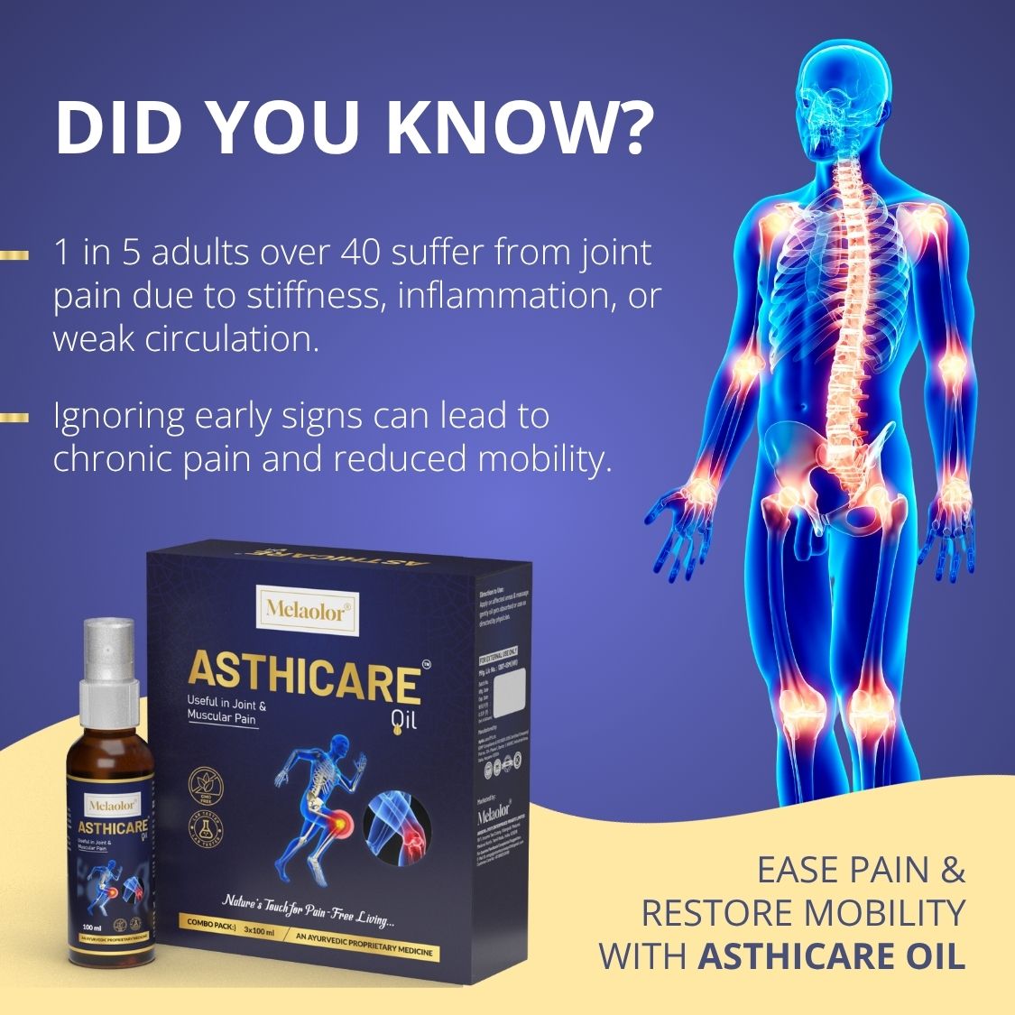 Asthicare Oil – Herbal Oil for Joint Pain, Inflammation, Muscle Stiffness & Mobility Support (100 ml)