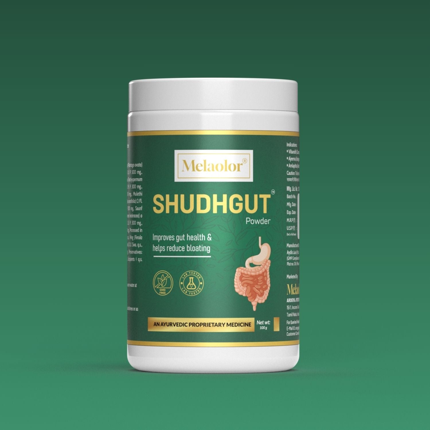 ShudhaGut – Herbal Supplement for Gas, Acidity & Constipation Relief | Form: Powder | Net Wt: 100 gms