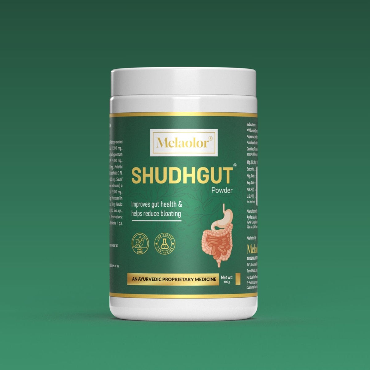 ShudhaGut – Herbal Supplement for Gas, Acidity & Constipation Relief | Form: Powder | Net Wt: 100 gms