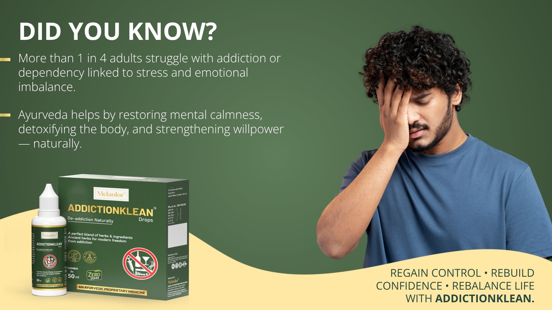 AddictionKlean Drops - Ayurvedic Support for De-Addiction Recovery & Mental Calmness (50ml)