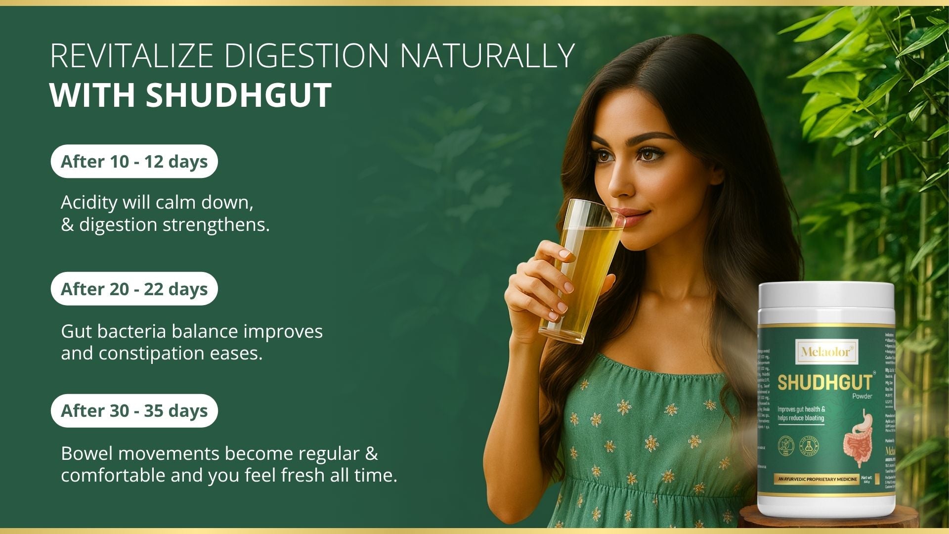 ShudhaGut – Herbal Supplement for Gas, Acidity & Constipation Relief | Form: Powder | Net Wt: 100 gms