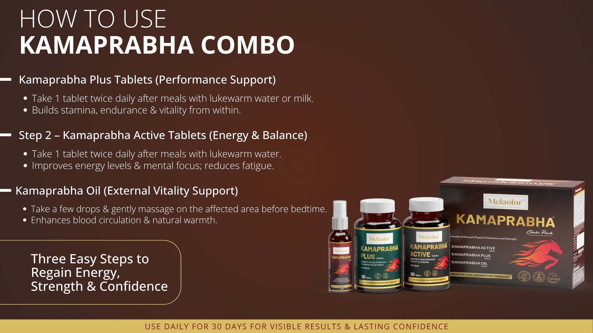 Kamaprabha – Ayurvedic Power Combo for Men's Performance, Energy & Vitality - Combo Pack