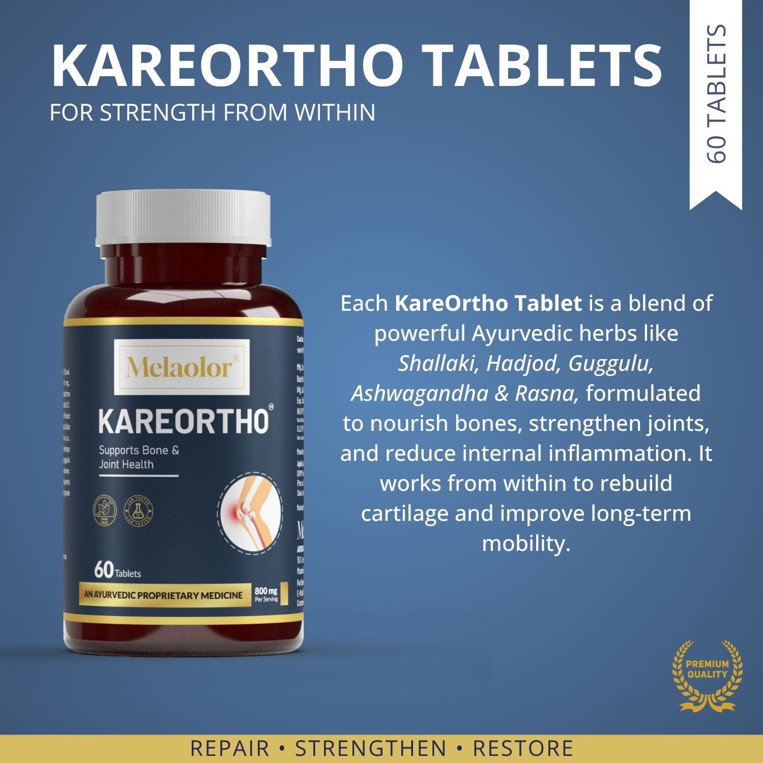 KareOrtho Combo – Ayurvedic Joint Pain Relief Kit with Tablets & Oil for Knee, Back & Shoulder Pain (Dual-Action Formula)