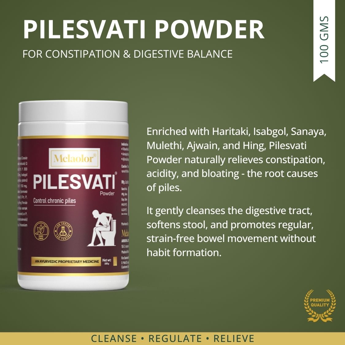 Pilesvati - Complete Ayurvedic Treatment for Piles, Fissures & Constipation - Combo Pack (Tablets, Powder & Spray)