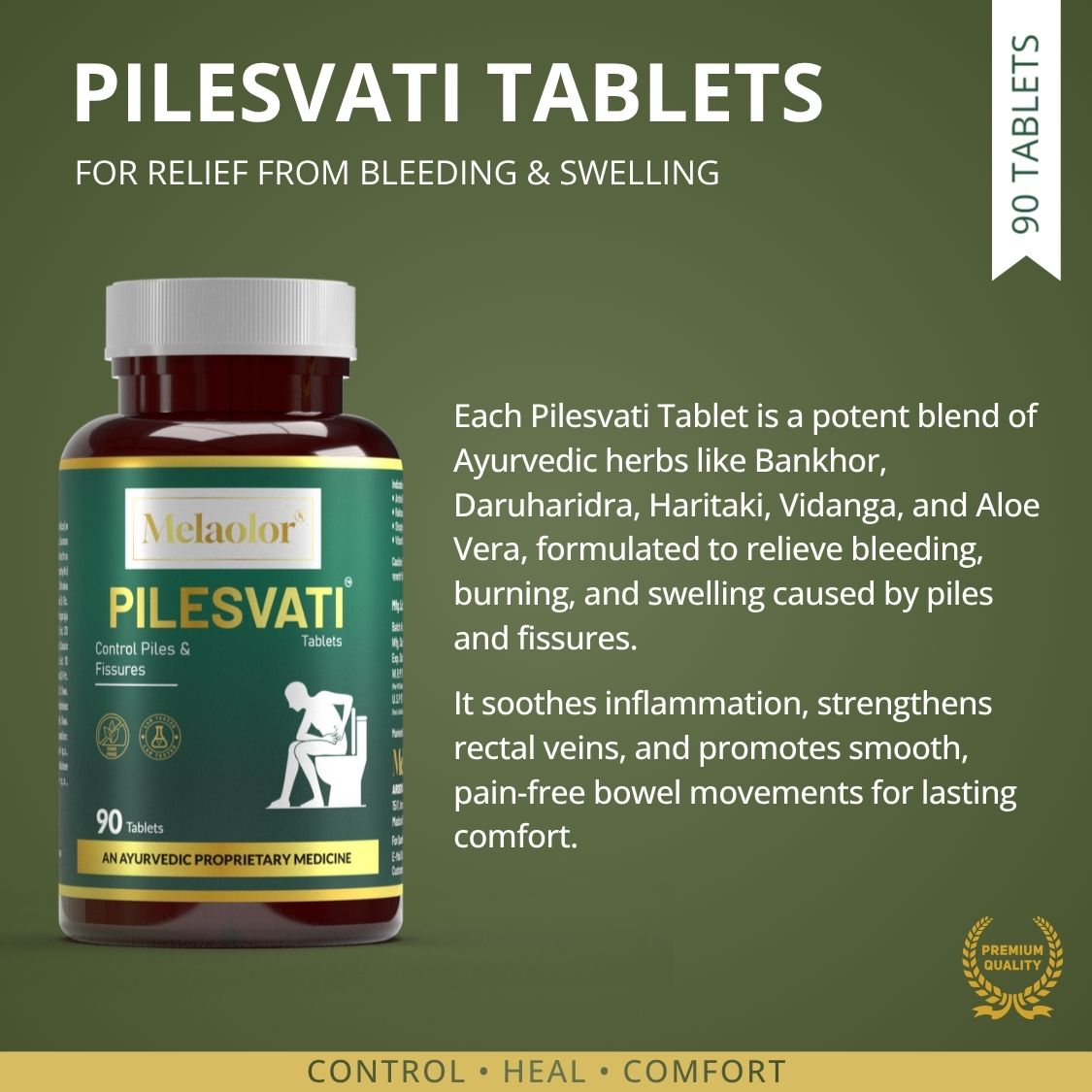 Pilesvati - Complete Ayurvedic Treatment for Piles, Fissures & Constipation - Combo Pack (Tablets, Powder & Spray)