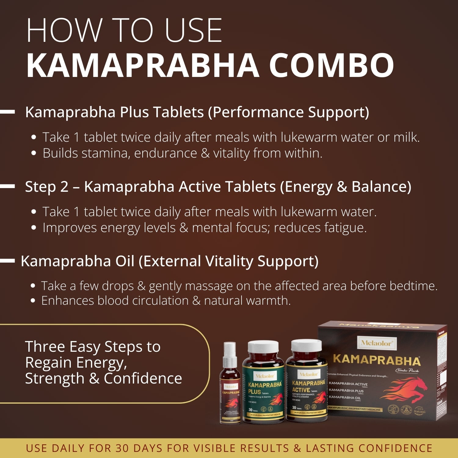 Kamaprabha – Ayurvedic Power Combo for Men's Performance, Energy & Vitality - Combo Pack