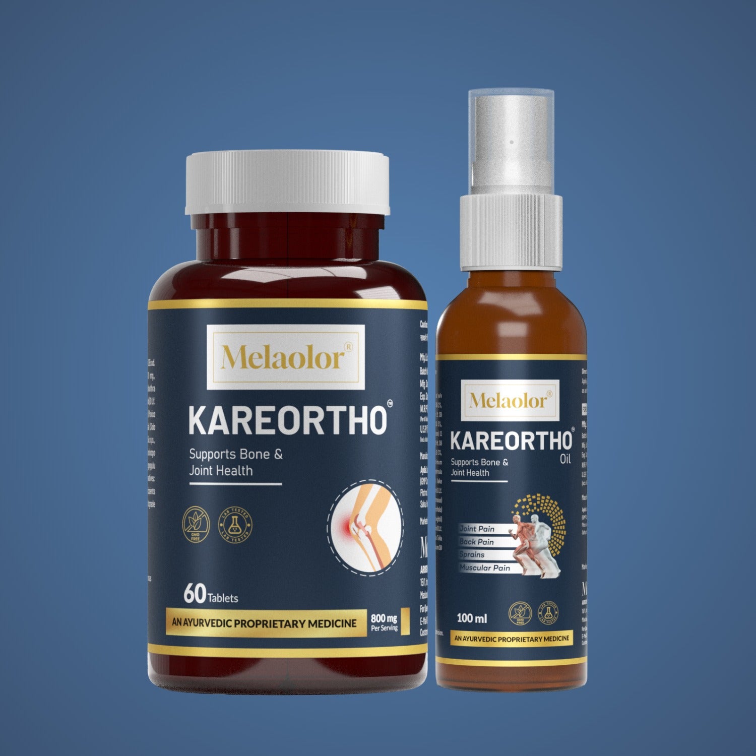 KareOrtho Combo – Ayurvedic Joint Pain Relief Kit with Tablets & Oil for Knee, Back & Shoulder Pain (Dual-Action Formula)
