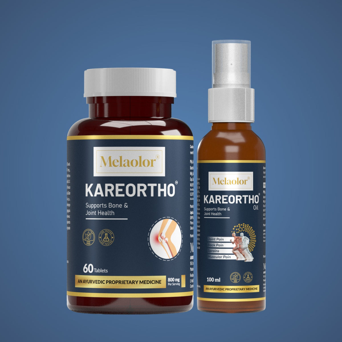 KareOrtho Combo – Ayurvedic Joint Pain Relief Kit with Tablets & Oil for Knee, Back & Shoulder Pain (Dual-Action Formula)